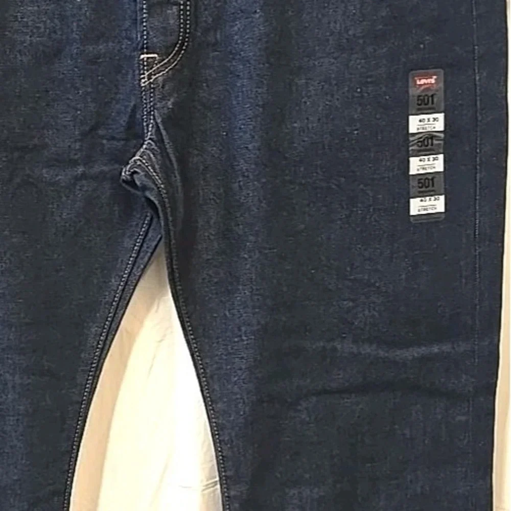 NEW Levi's Men's 501 Original Stretch Straight Leg sits at waist Jean Dark 40x30